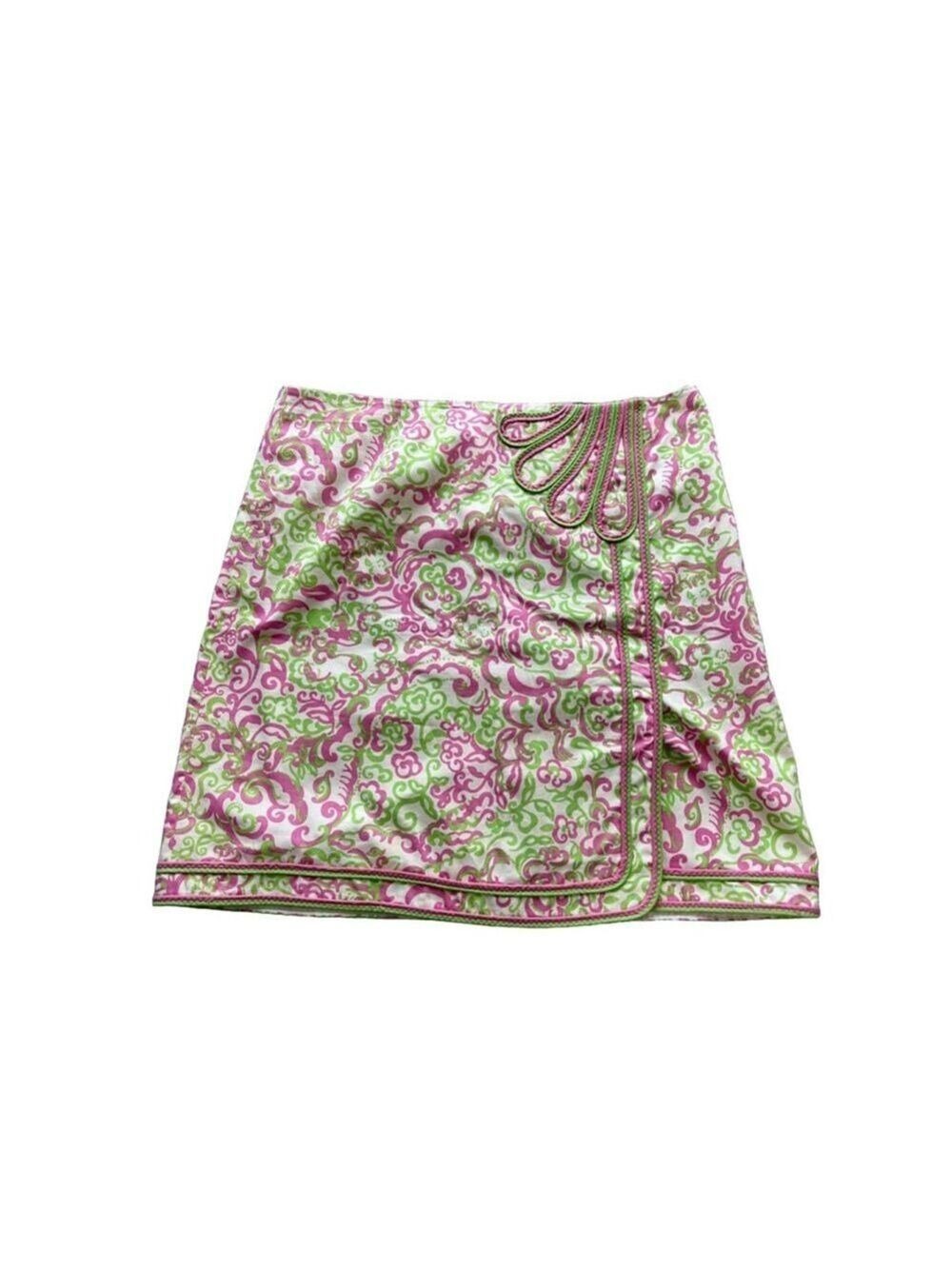 Vintage Lilly Pulitzer Kendall Skirt Size 4 Pink & Green Print
